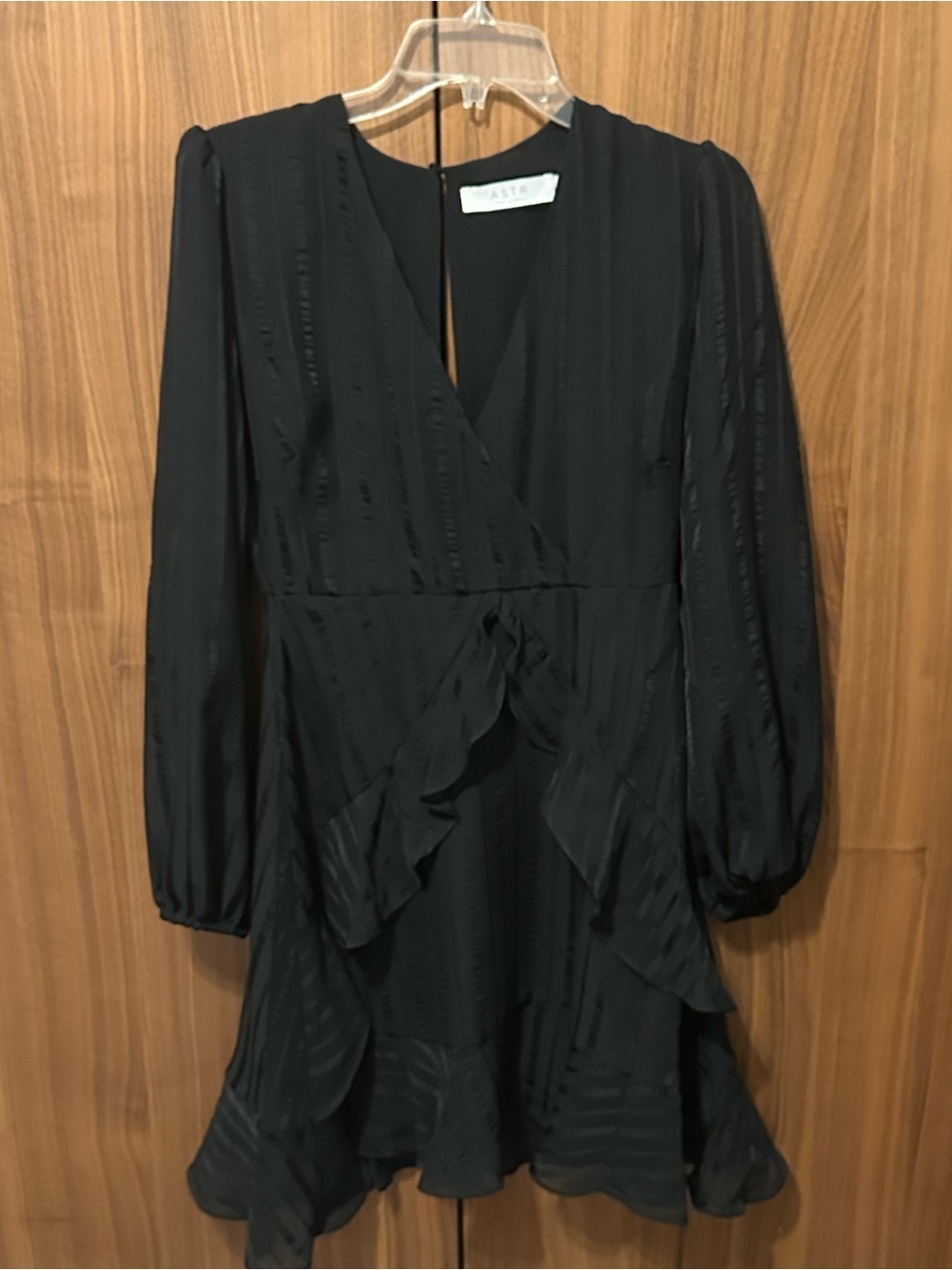 Astr The Label Black Long-Sleeve Ruffle Dress